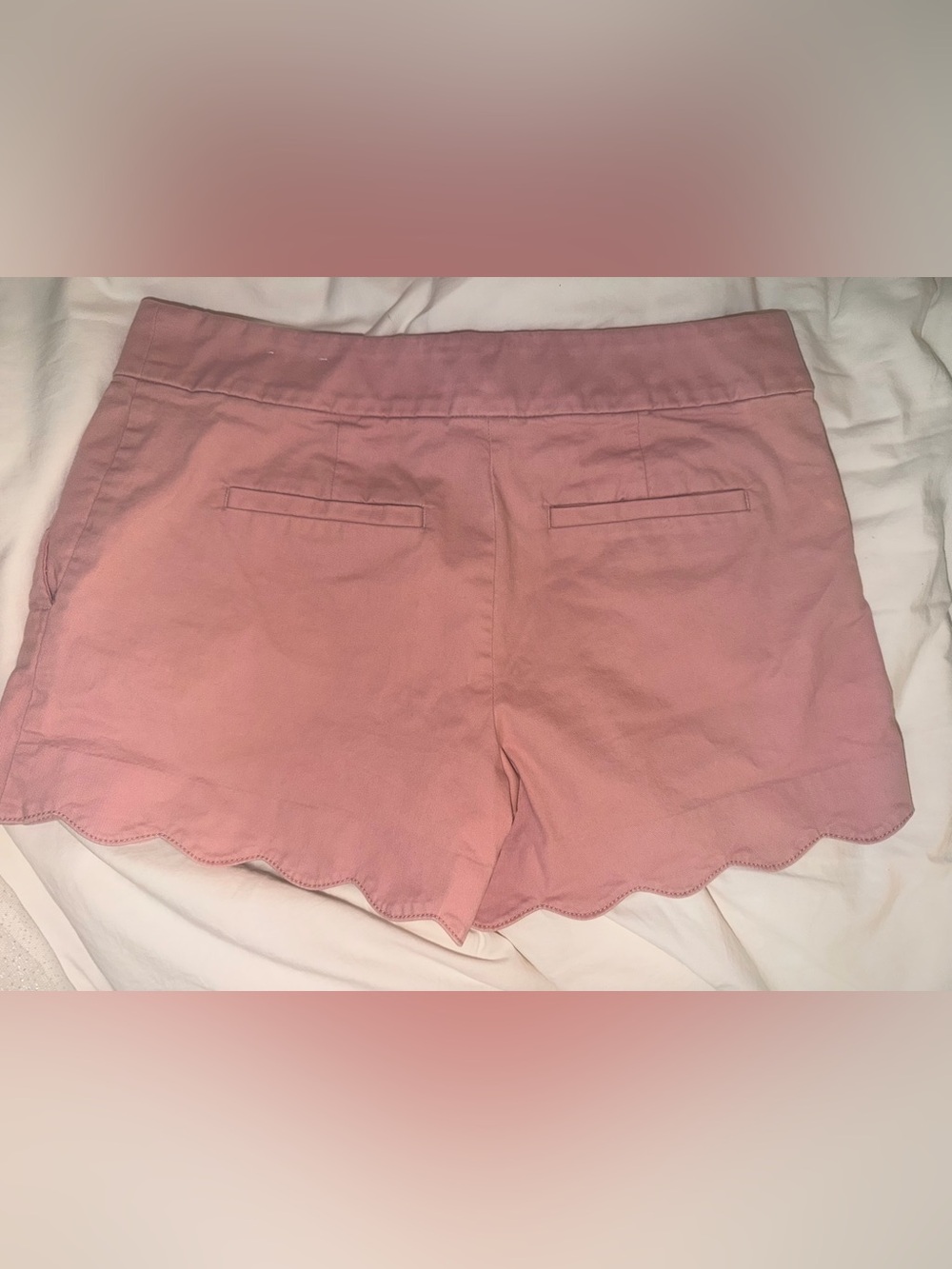 LOFT Buttercup Blush Scallop-Hem High Waist Shorts - Picture 2 of 6